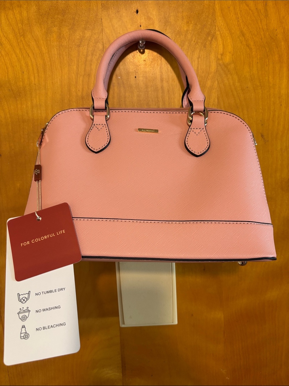 Structured Pink Dome Satchel with Dual Top Handles